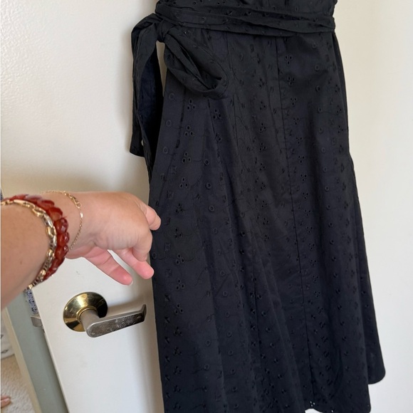 NWOT Lane Bryant Black Midi Eyelet Wrap Dress with Collar in Size 20 - Picture 4 of 9